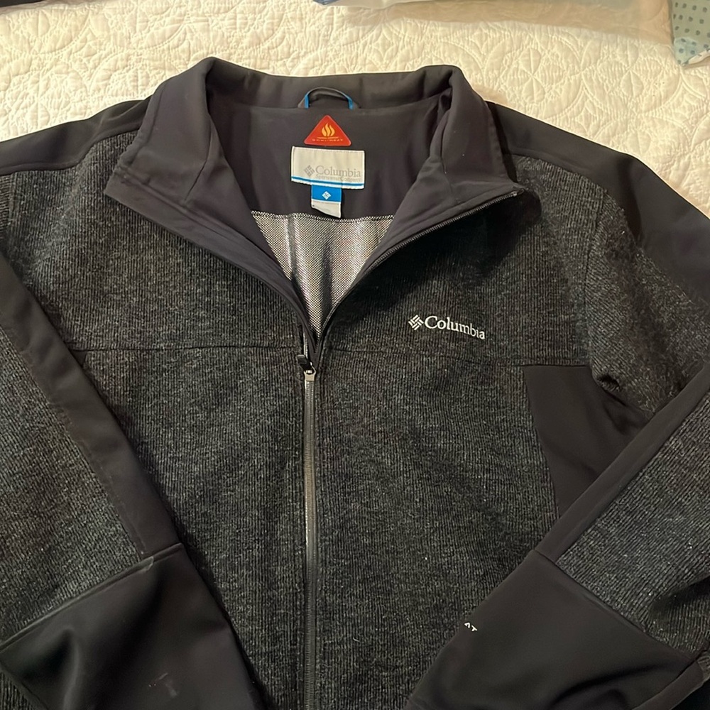 Columbia Titanium Wool Knit Jacket Coat Omni-Heat Thermal Men’s XXL Black, Gray